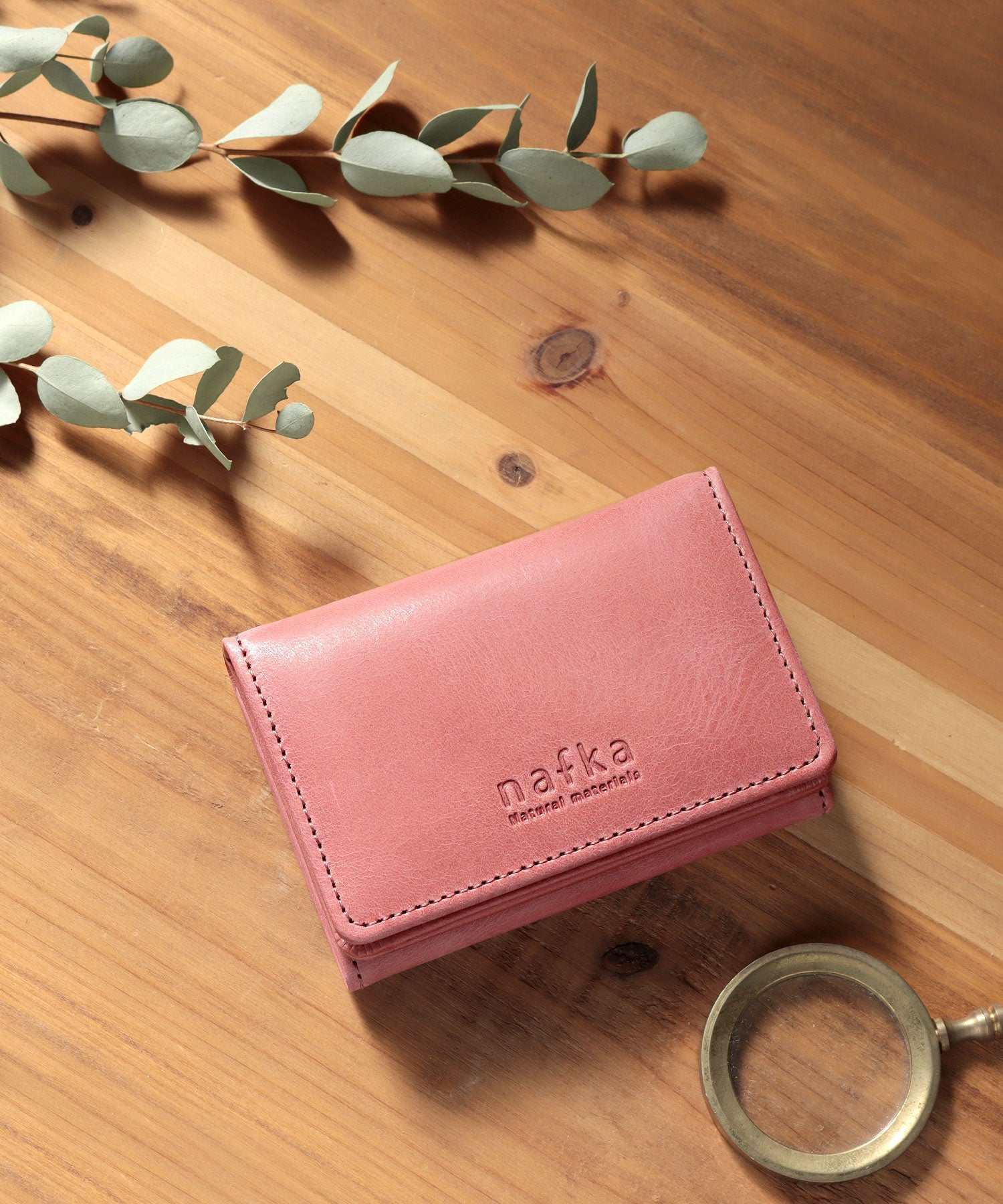 ナフカ nafka ミニ財布 レディース モストロレザー 本革 三つ折り 折り財布 サイフ nafka ナフカ tuuli トゥーリ コンパクト 小さい 牛革 NFKー72008,ピンク