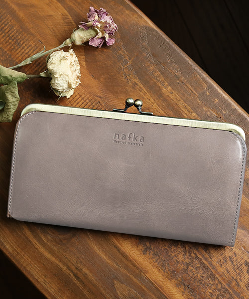ナフカ nafka 財布 長財布 レディース がま口 本革 薄い ギャルソンウォレット 日本製 がま口財布 nafka ナフカ tuuli トゥーリ NFKー72001,グレー