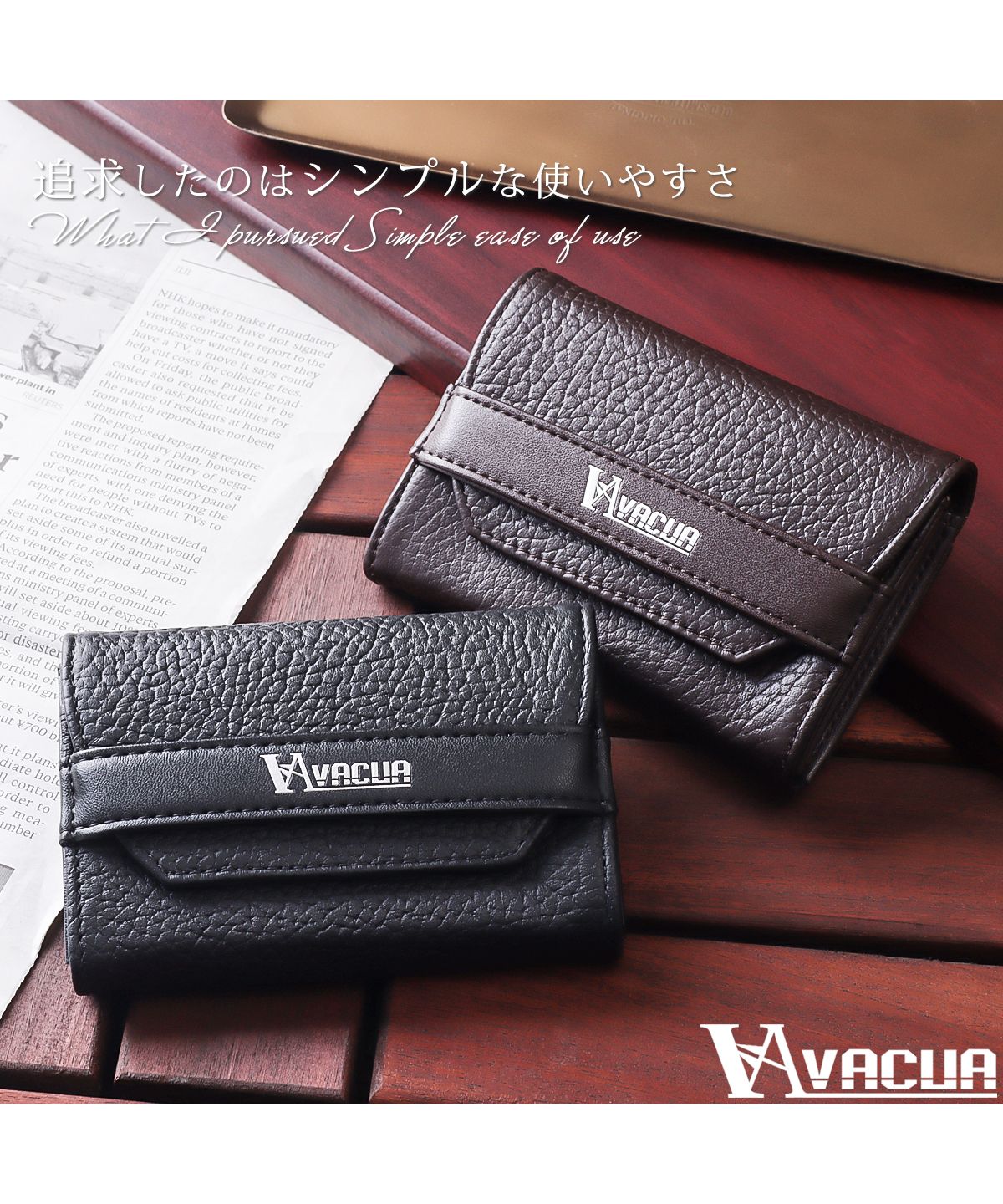 VACUA Business Card Holder for Men Genuine Leather Front Belt with Dividers Large Capacity Card Case VACUA VA-6303