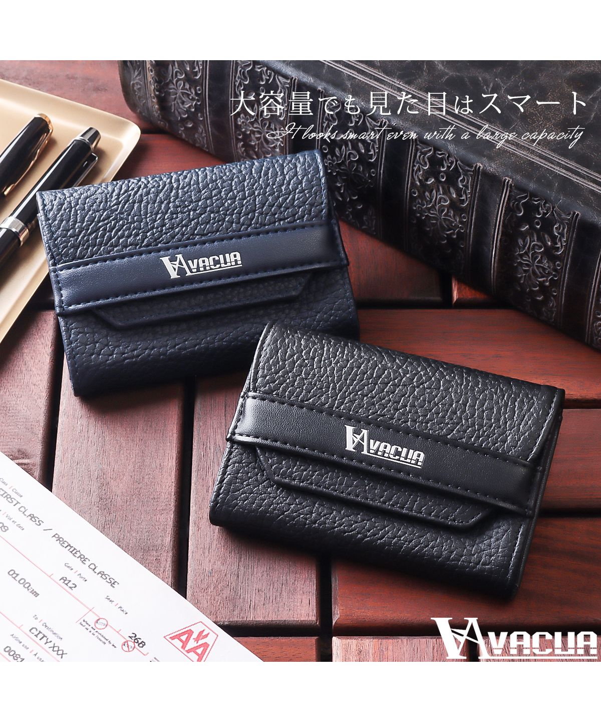 VACUA Business Card Holder for Men Genuine Leather Front Belt with Dividers Large Capacity Card Case VACUA VA-6303
