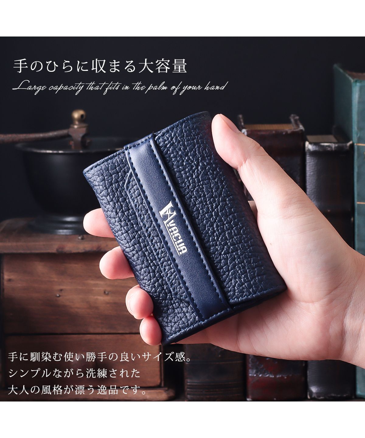 VACUA Business Card Holder for Men Genuine Leather Front Belt with Dividers Large Capacity Card Case VACUA VA-6303