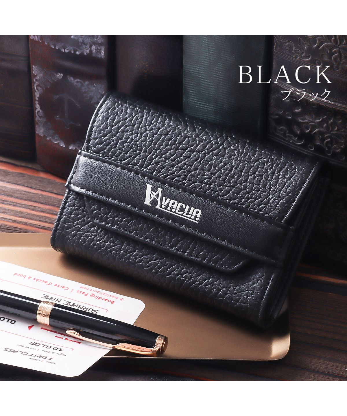 VACUA Business Card Holder for Men Genuine Leather Front Belt with Dividers Large Capacity Card Case VACUA VA-6303