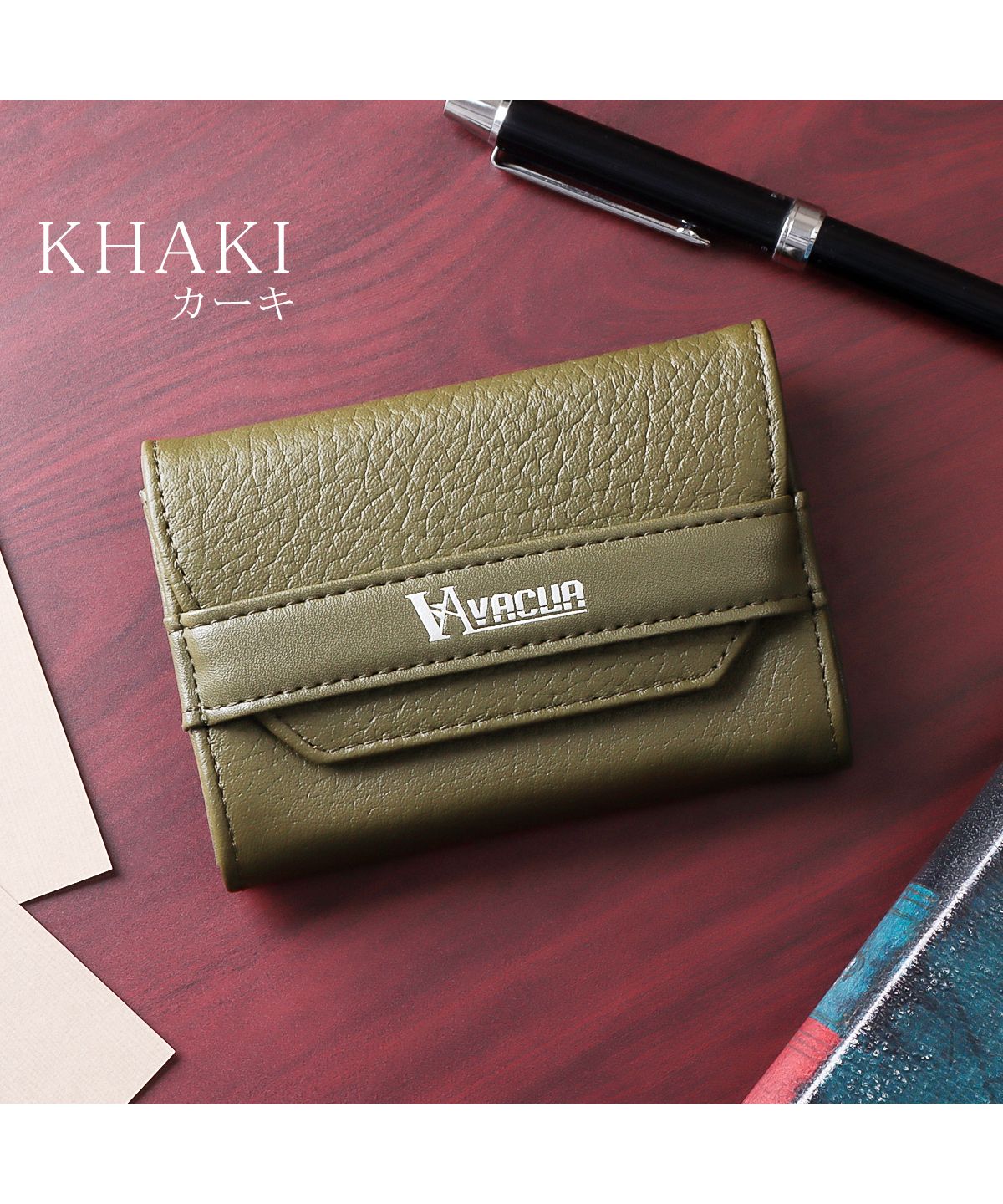 VACUA Business Card Holder for Men Genuine Leather Front Belt with Dividers Large Capacity Card Case VACUA VA-6303