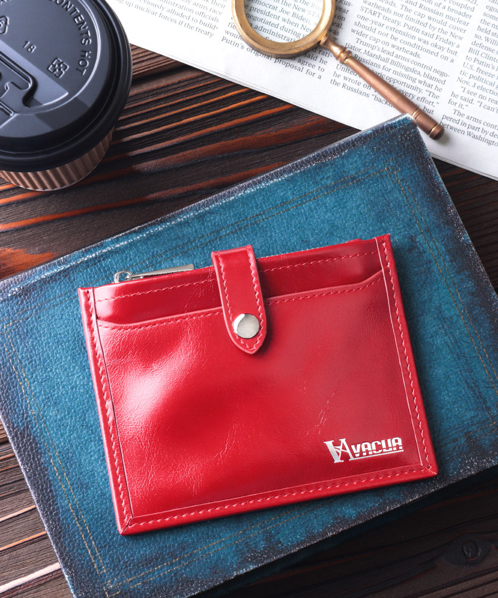 VACUA Thin Wallet Mini Wallet Ultra Thin Folded Wallet Short Wallet Fragment Case Men's Genuine Leather Cowhide Glossy Card Case Foil Stamping VACUA VA-6211