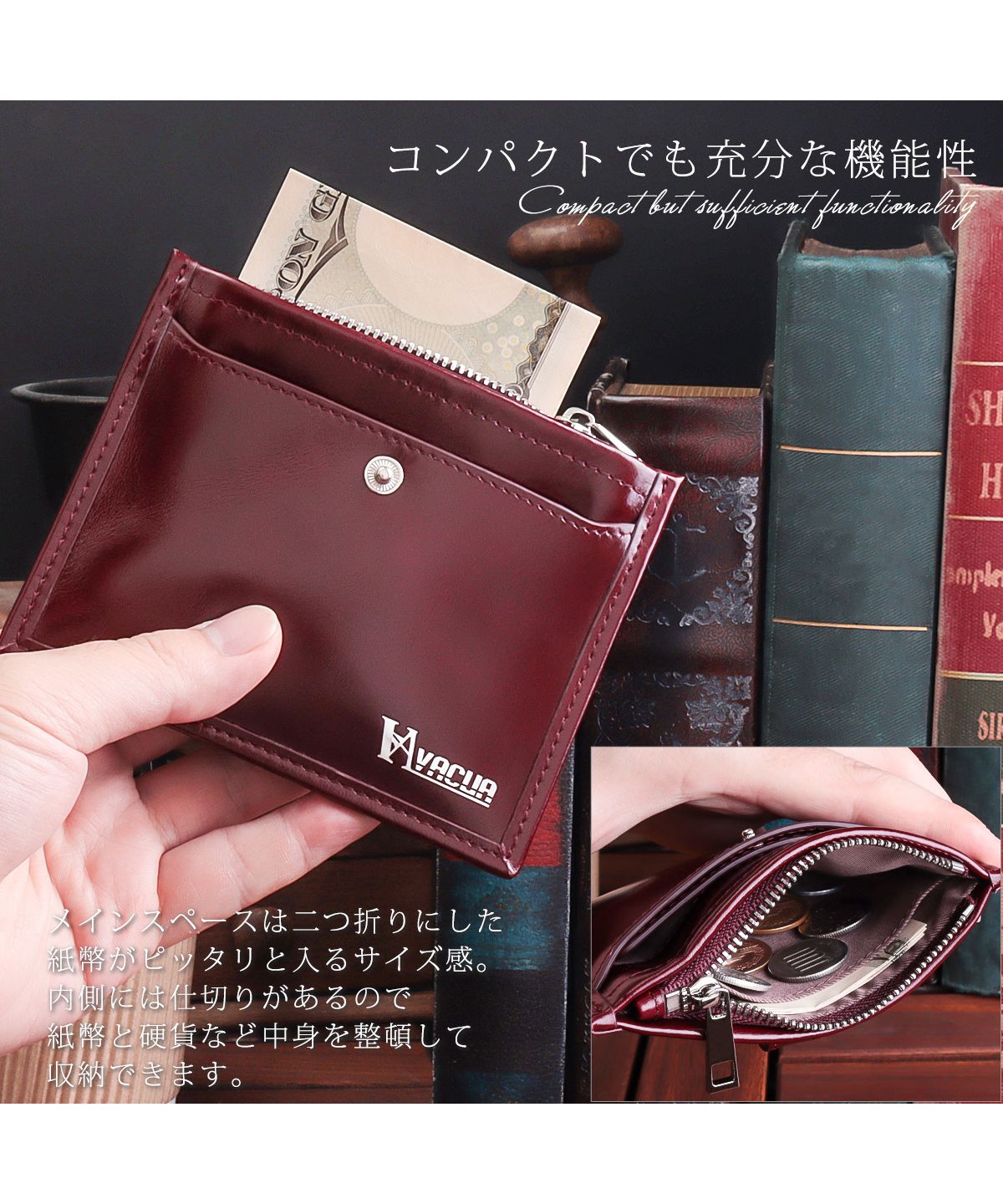 VACUA Thin Wallet Mini Wallet Ultra Thin Folded Wallet Short Wallet Fragment Case Men's Genuine Leather Cowhide Glossy Card Case Foil Stamping VACUA VA-6211