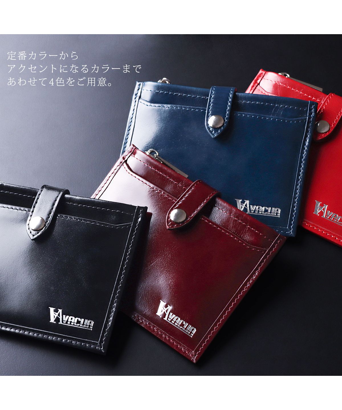 VACUA Thin Wallet Mini Wallet Ultra Thin Folded Wallet Short Wallet Fragment Case Men's Genuine Leather Cowhide Glossy Card Case Foil Stamping VACUA VA-6211