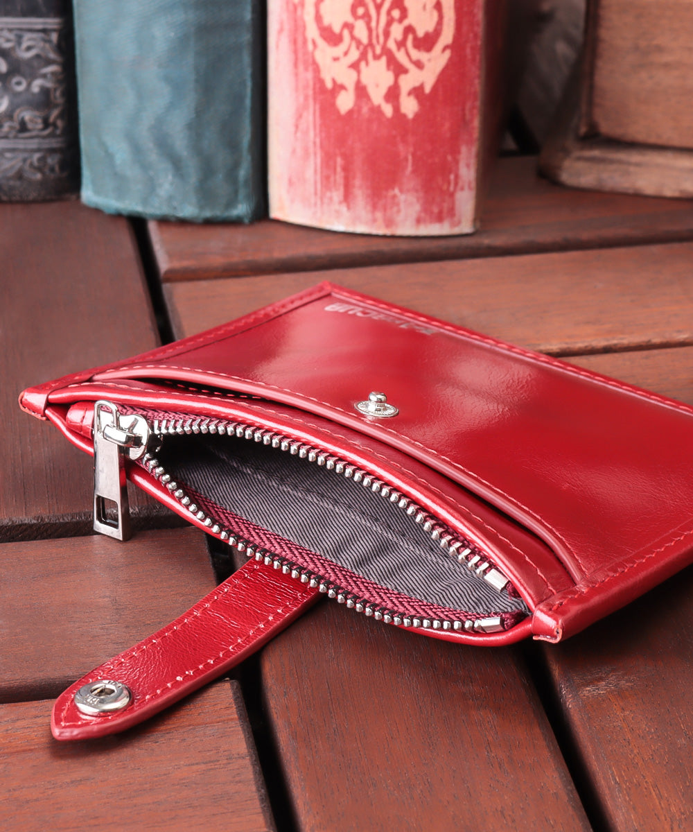 VACUA Thin Wallet Mini Wallet Ultra Thin Folded Wallet Short Wallet Fragment Case Men's Genuine Leather Cowhide Glossy Card Case Foil Stamping VACUA VA-6211