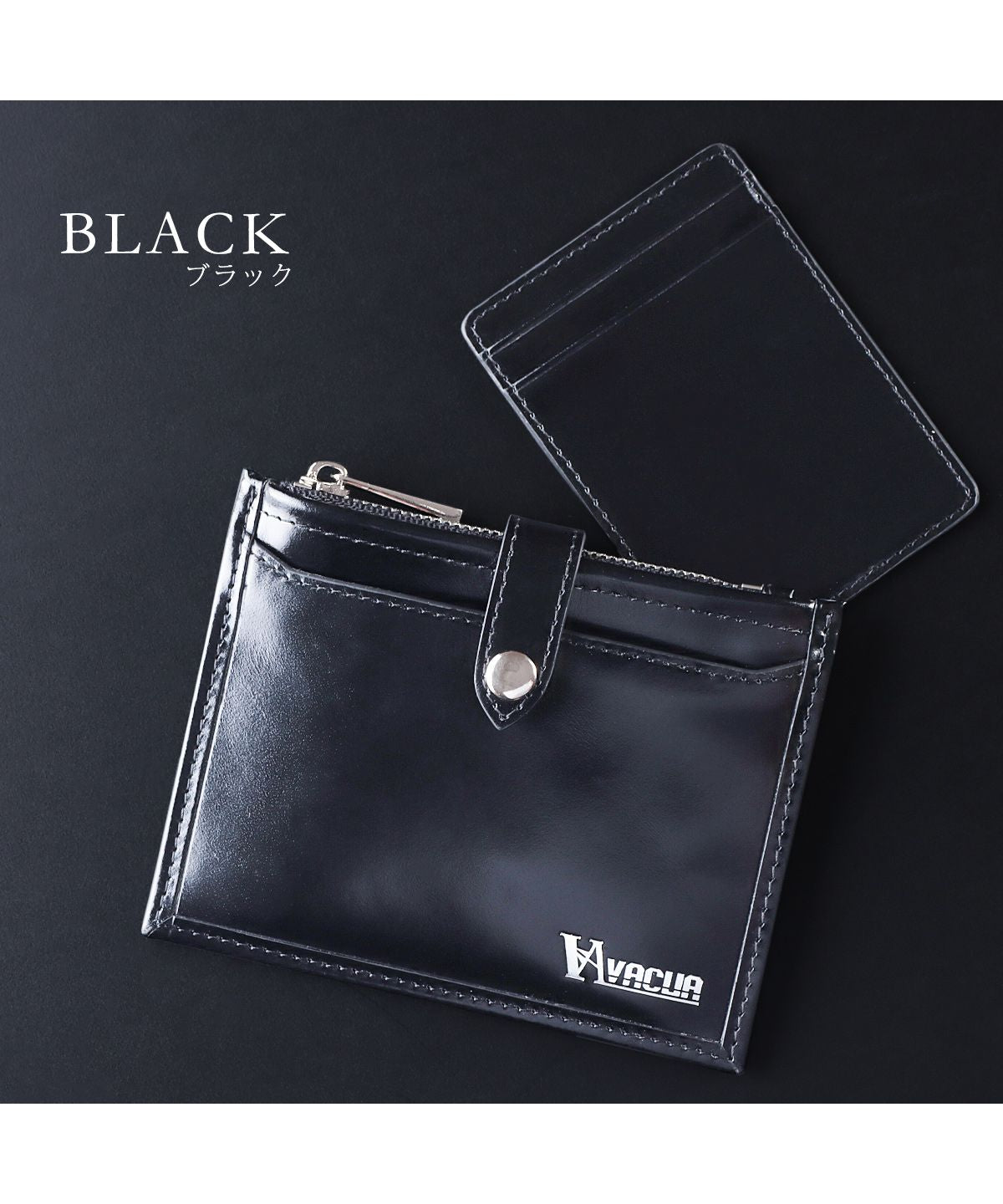 VACUA Thin Wallet Mini Wallet Ultra Thin Folded Wallet Short Wallet Fragment Case Men's Genuine Leather Cowhide Glossy Card Case Foil Stamping VACUA VA-6211