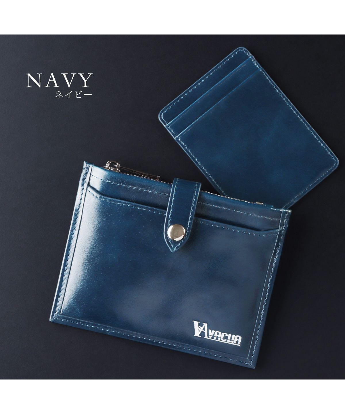 VACUA Thin Wallet Mini Wallet Ultra Thin Folded Wallet Short Wallet Fragment Case Men's Genuine Leather Cowhide Glossy Card Case Foil Stamping VACUA VA-6211