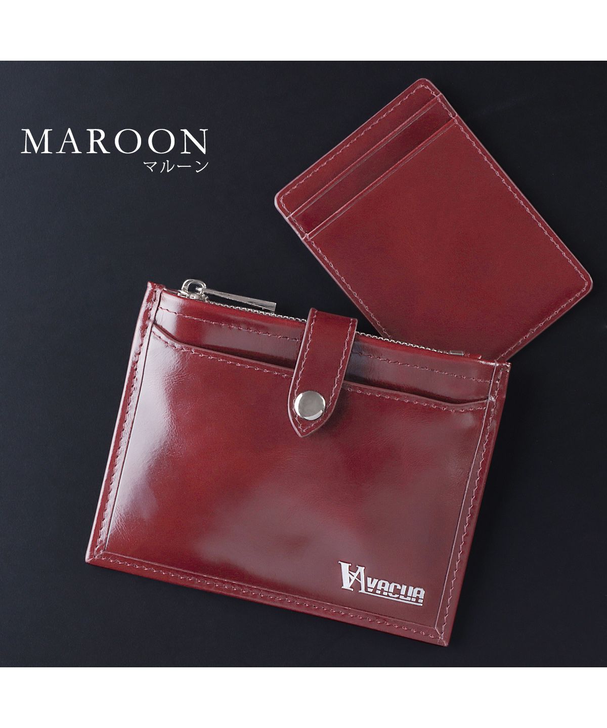 VACUA Thin Wallet Mini Wallet Ultra Thin Folded Wallet Short Wallet Fragment Case Men's Genuine Leather Cowhide Glossy Card Case Foil Stamping VACUA VA-6211