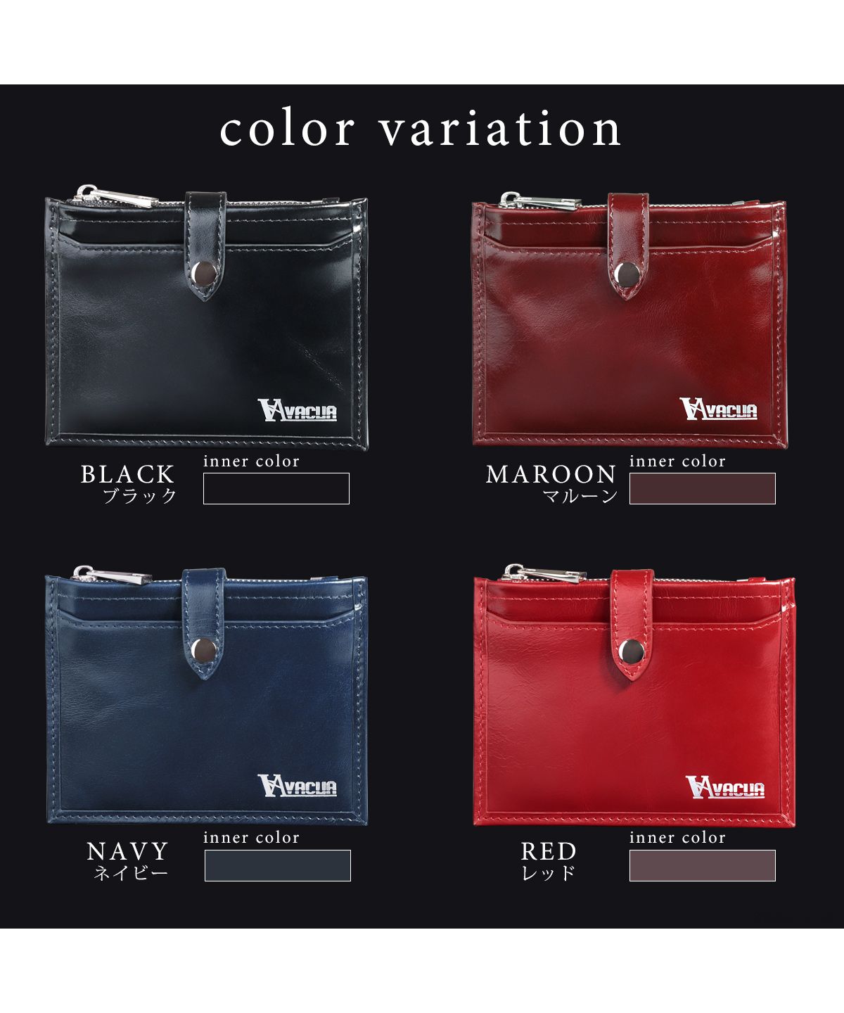 VACUA Thin Wallet Mini Wallet Ultra Thin Folded Wallet Short Wallet Fragment Case Men's Genuine Leather Cowhide Glossy Card Case Foil Stamping VACUA VA-6211