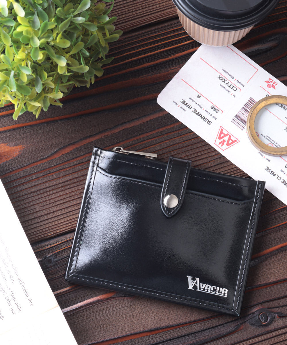 VACUA Thin Wallet Mini Wallet Ultra Thin Folded Wallet Short Wallet Fragment Case Men's Genuine Leather Cowhide Glossy Card Case Foil Stamping VACUA VA-6211