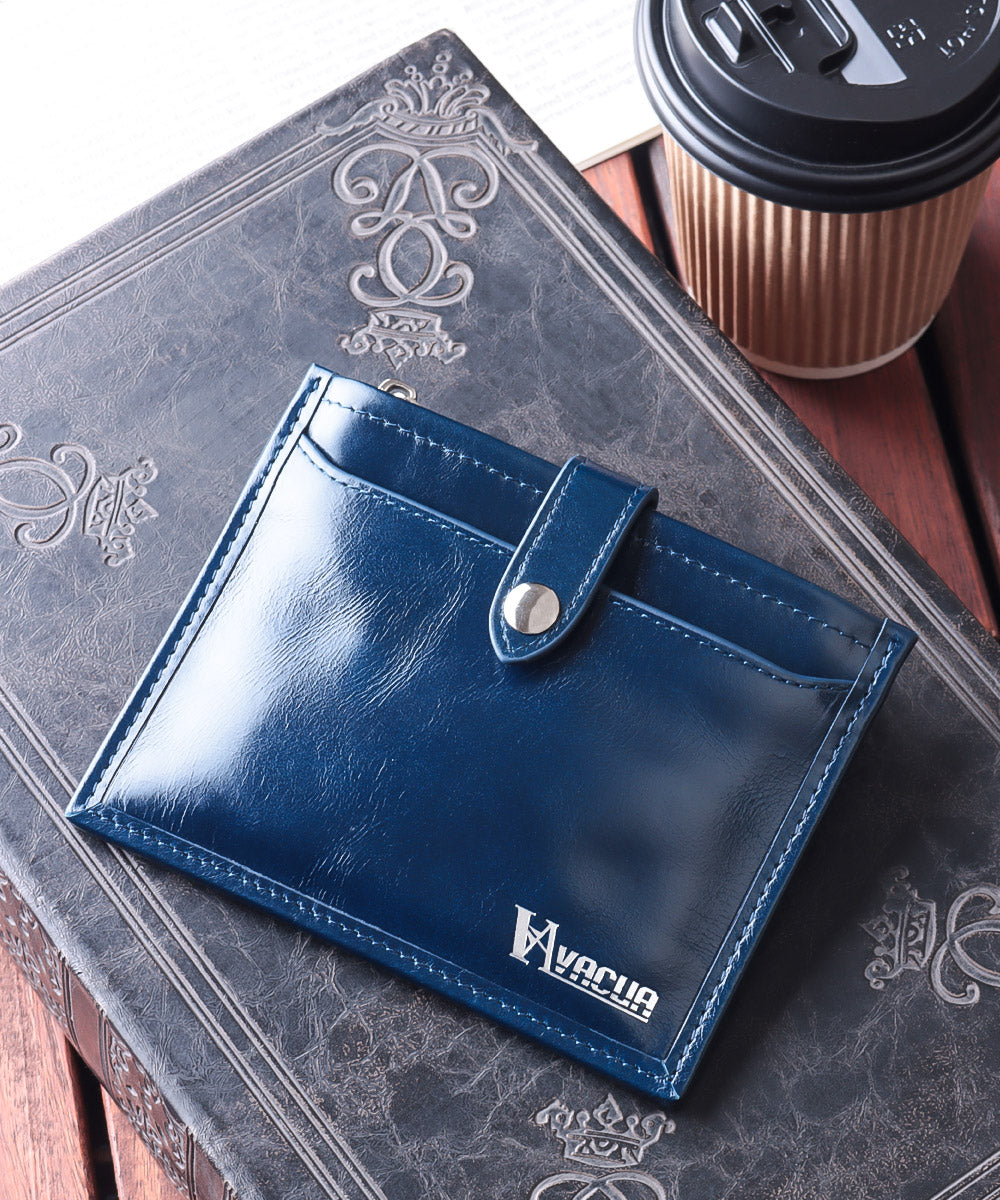 VACUA Thin Wallet Mini Wallet Ultra Thin Folded Wallet Short Wallet Fragment Case Men's Genuine Leather Cowhide Glossy Card Case Foil Stamping VACUA VA-6211