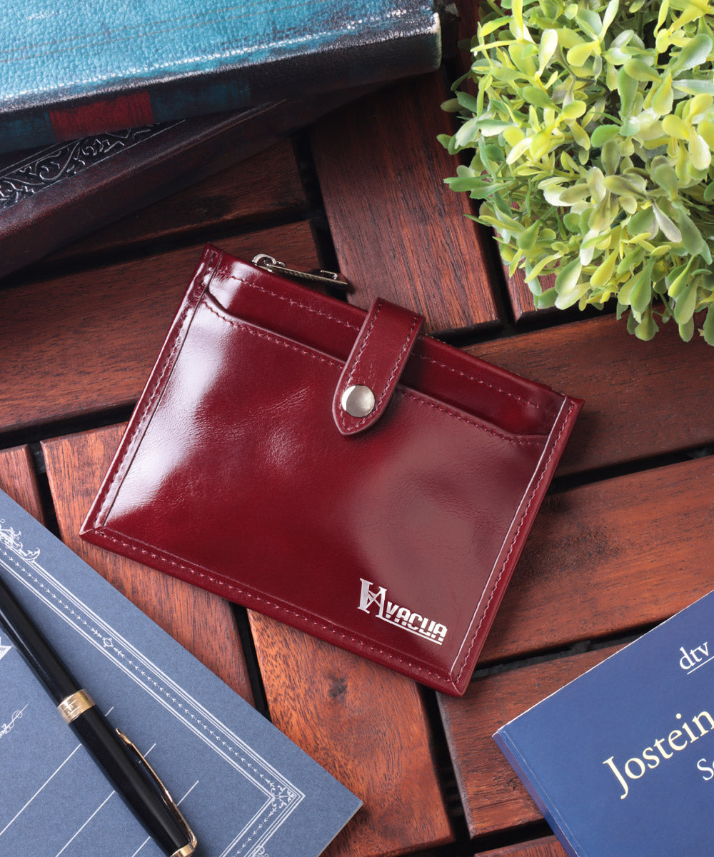 VACUA Thin Wallet Mini Wallet Ultra Thin Folded Wallet Short Wallet Fragment Case Men's Genuine Leather Cowhide Glossy Card Case Foil Stamping VACUA VA-6211