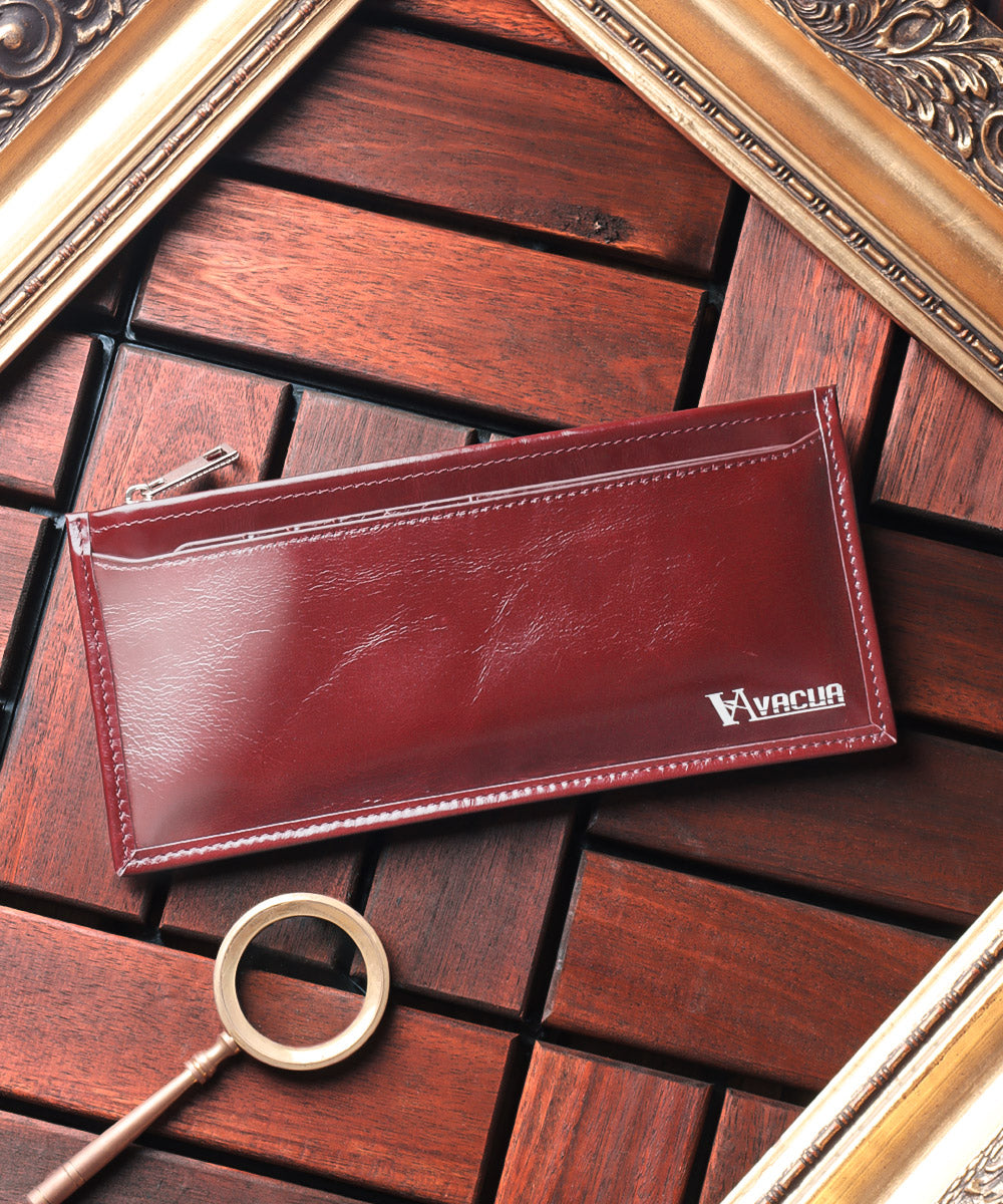 VACUA Slim Long Wallet Men's Genuine Leather Cowhide Glossy Card Case Foil Stamping VACUA VA-6210