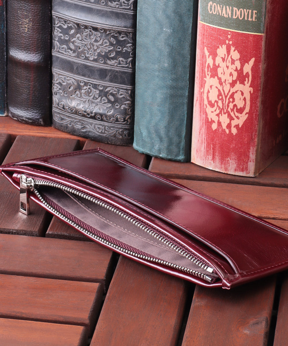 VACUA Slim Long Wallet Men's Genuine Leather Cowhide Glossy Card Case Foil Stamping VACUA VA-6210