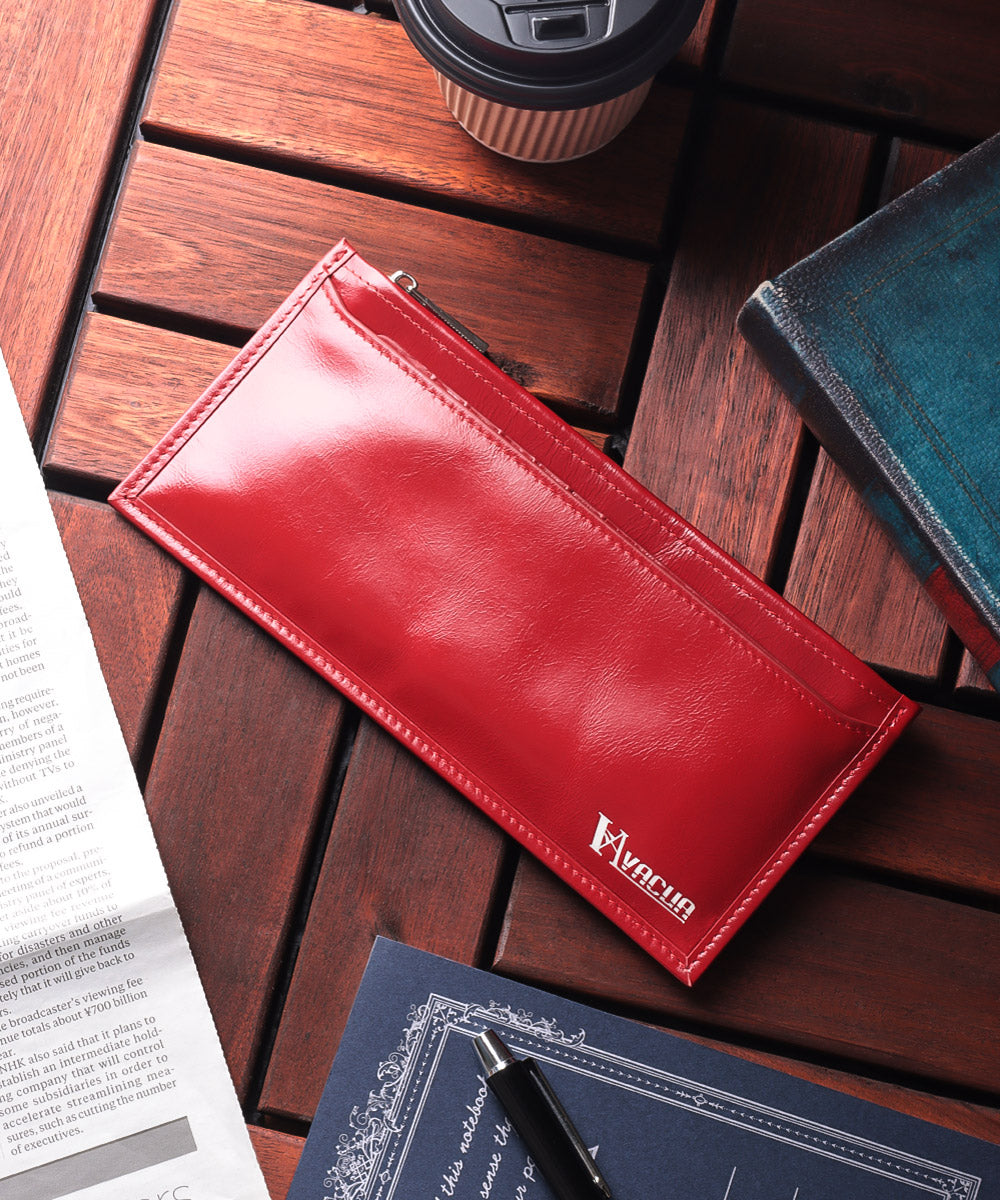 VACUA Slim Long Wallet Men's Genuine Leather Cowhide Glossy Card Case Foil Stamping VACUA VA-6210