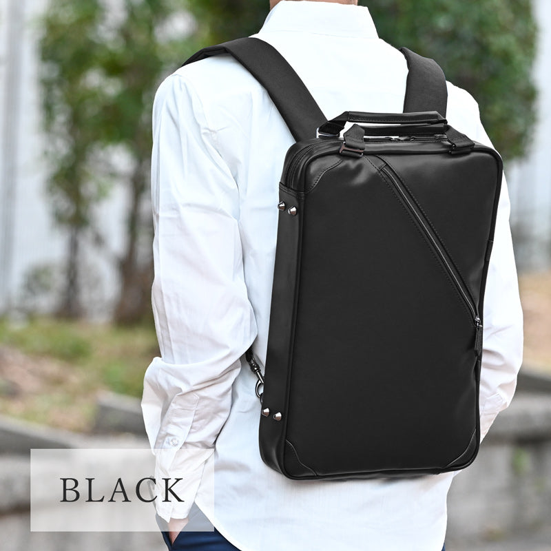 ザリオ ZARIO ZARIO ザリオ ビジネスリュック メンズ ビジネスバッグ バッグ 新社会人 リアルレザー 自立型 薄マチ 就活 本革 ブリーフケース 底鋲 A4 B4 2w (ダイヤモンドブラック) ブラック