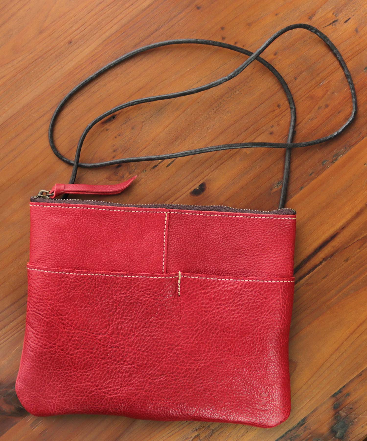 ZARIO-GRANDEE Shoulder Bag Sacoche Bag Genuine Leather Stylish Antique Style Crossbody Brand Men's Women's Lightweight Simple Casual Plain Shrink Leather