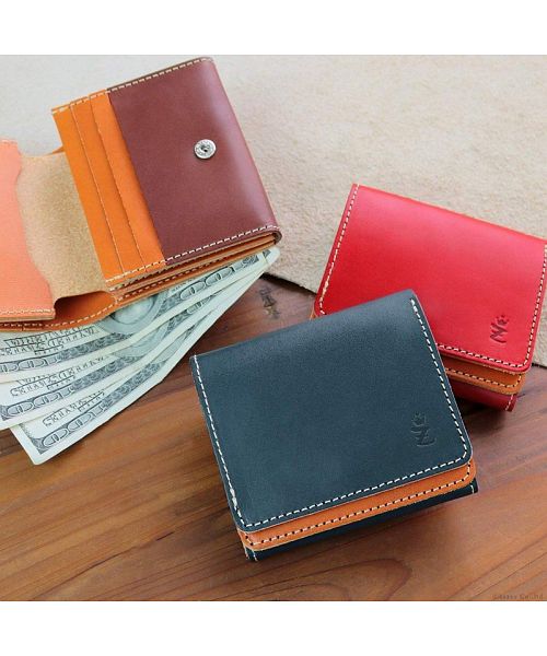 ザリオグランデ ZARIO-GRANDEE- 財布 メンズ 二つ折り 本革 牛革 栃木レザー 日本製 二つ折り財布 ダブルフラップ バイカラーデザイン  (ネイビー×キャメル) ネイビー×キャメル