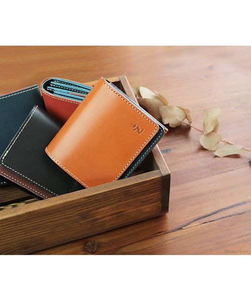 ザリオグランデ ZARIO-GRANDEE- 財布 メンズ 二つ折り 本革 牛革 栃木レザー 日本製 二つ折り財布 ダブルフラップ バイカラーデザイン  (ネイビー×キャメル) ネイビー×キャメル