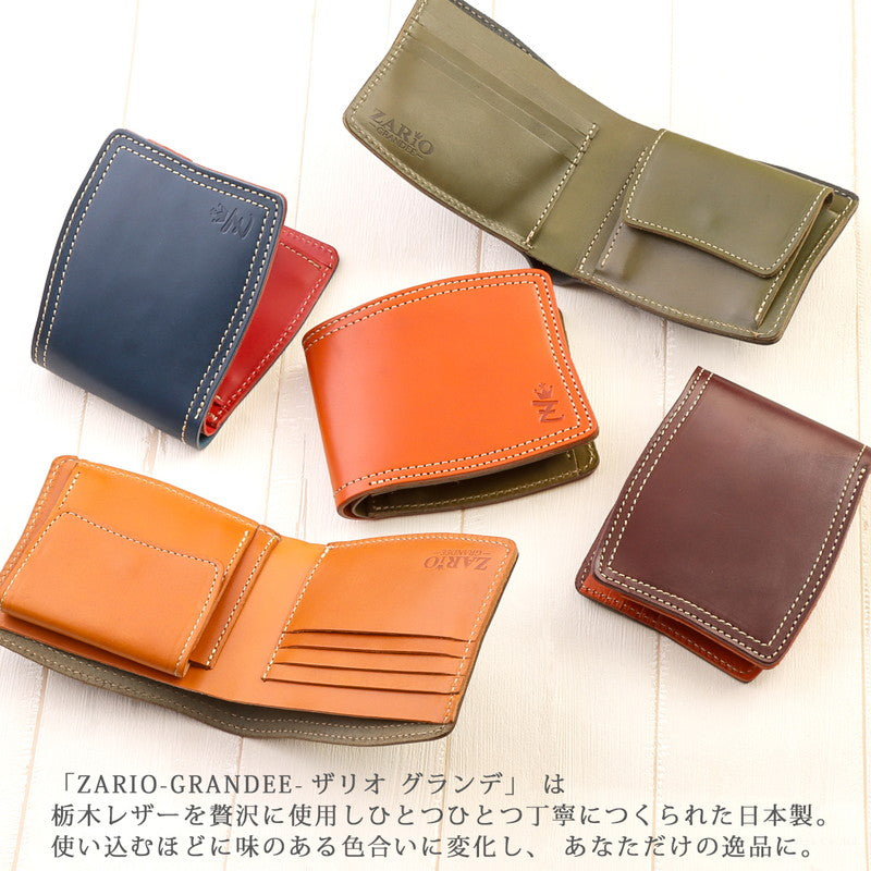 ザリオグランデ ZARIO-GRANDEE- 折り財布 レディース 本革 栃木レザー ダブルステッチ 日本製 ZARIOーGRANDEEー (ワインレッド×オレンジ) ワインレッド×オレンジ
