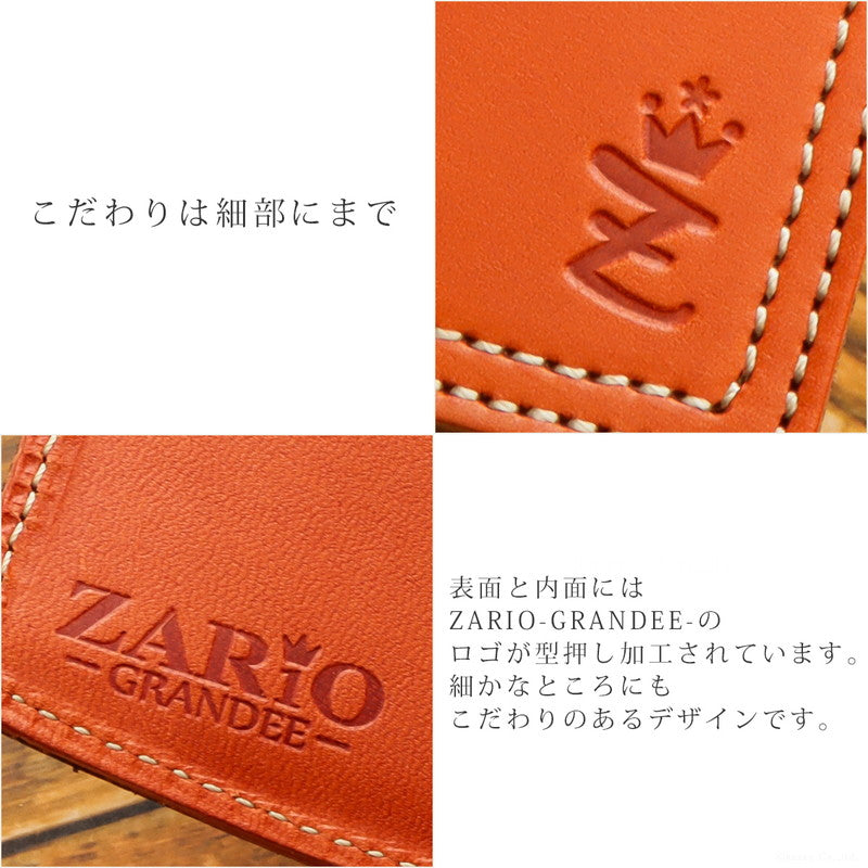 ザリオグランデ ZARIO-GRANDEE- 折り財布 レディース 本革 栃木レザー ダブルステッチ 日本製 ZARIOーGRANDEEー (ワインレッド×オレンジ) ワインレッド×オレンジ