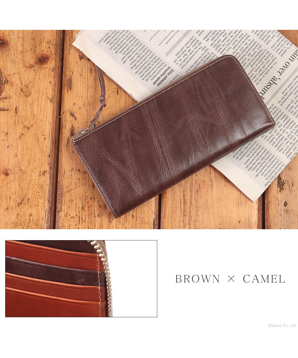 ZARIO-PREMIO Wallet Long Wallet for Men Genuine Leather L-Zip Fastener Bacchus × Italian Leather Long Wallet