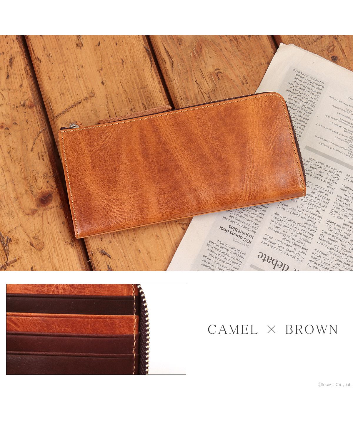 ZARIO-PREMIO Wallet Long Wallet for Men Genuine Leather L-Zip Fastener Bacchus × Italian Leather Long Wallet