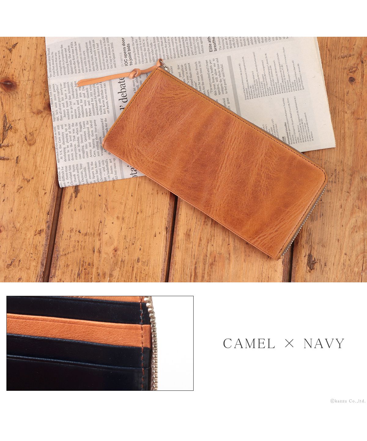 ZARIO-PREMIO Wallet Long Wallet for Men Genuine Leather L-Zip Fastener Bacchus × Italian Leather Long Wallet
