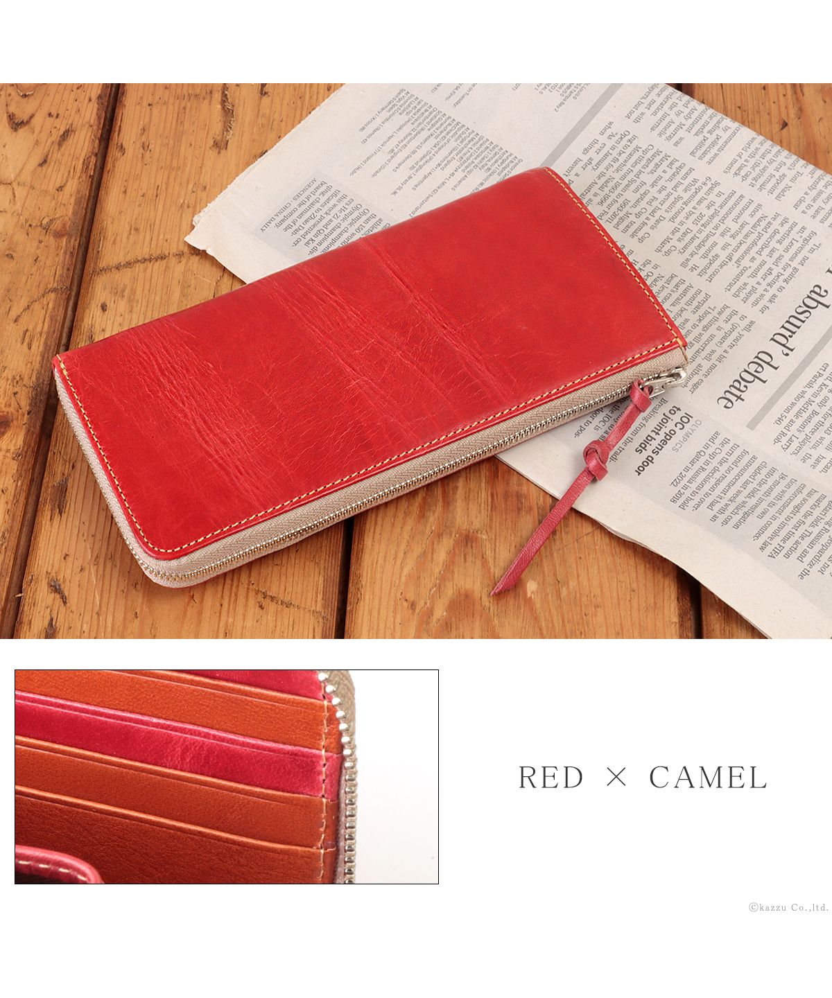 ZARIO-PREMIO Wallet Long Wallet for Men Genuine Leather L-Zip Fastener Bacchus × Italian Leather Long Wallet