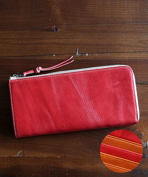 ZARIO-PREMIO Wallet Long Wallet for Men Genuine Leather L-Zip Fastener Bacchus × Italian Leather Long Wallet