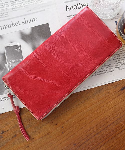 ZARIO-PREMIO Wallet Long Wallet for Men Genuine Leather Round Zipper Bacchus × Italian Leather Long Wallet