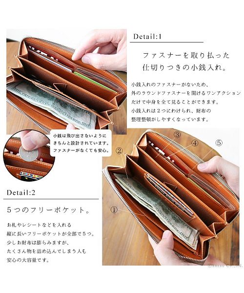ZARIO-PREMIO Wallet Long Wallet for Men Genuine Leather Round Zipper Bacchus × Italian Leather Long Wallet