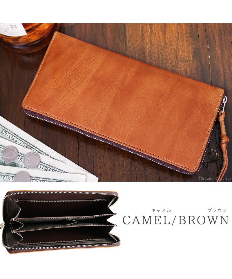 ZARIO-PREMIO Wallet Long Wallet for Men Genuine Leather Round Zipper Bacchus × Italian Leather Long Wallet