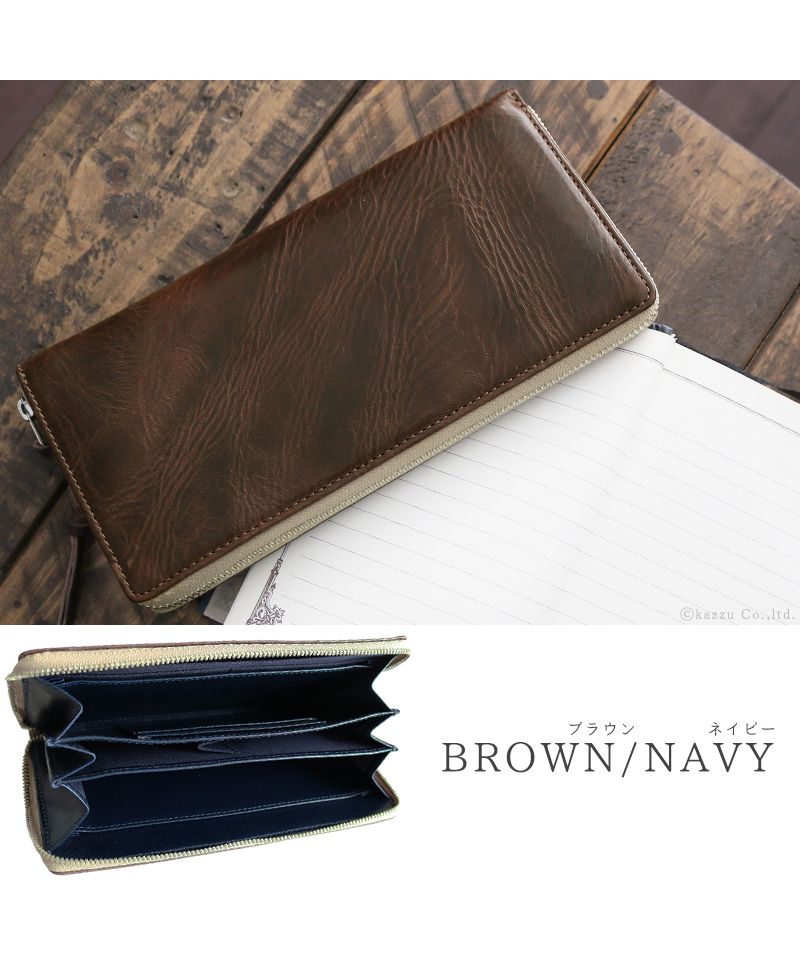 ZARIO-PREMIO Wallet Long Wallet for Men Genuine Leather Round Zipper Bacchus × Italian Leather Long Wallet