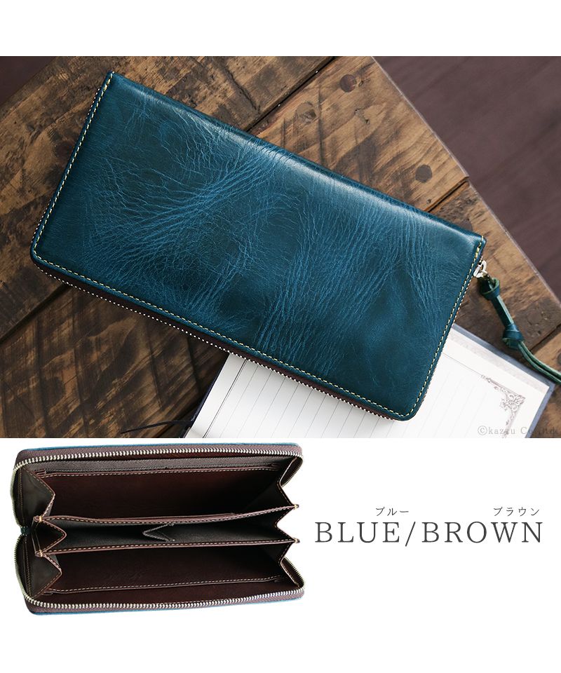 ZARIO-PREMIO Wallet Long Wallet for Men Genuine Leather Round Zipper Bacchus × Italian Leather Long Wallet