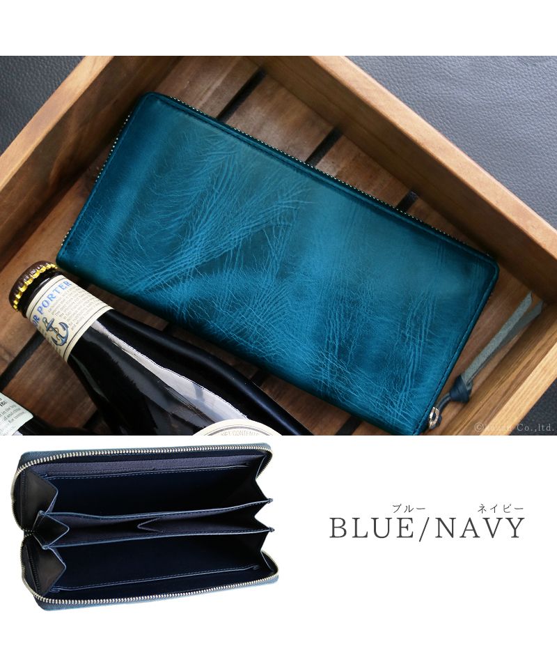 ZARIO-PREMIO Wallet Long Wallet for Men Genuine Leather Round Zipper Bacchus × Italian Leather Long Wallet