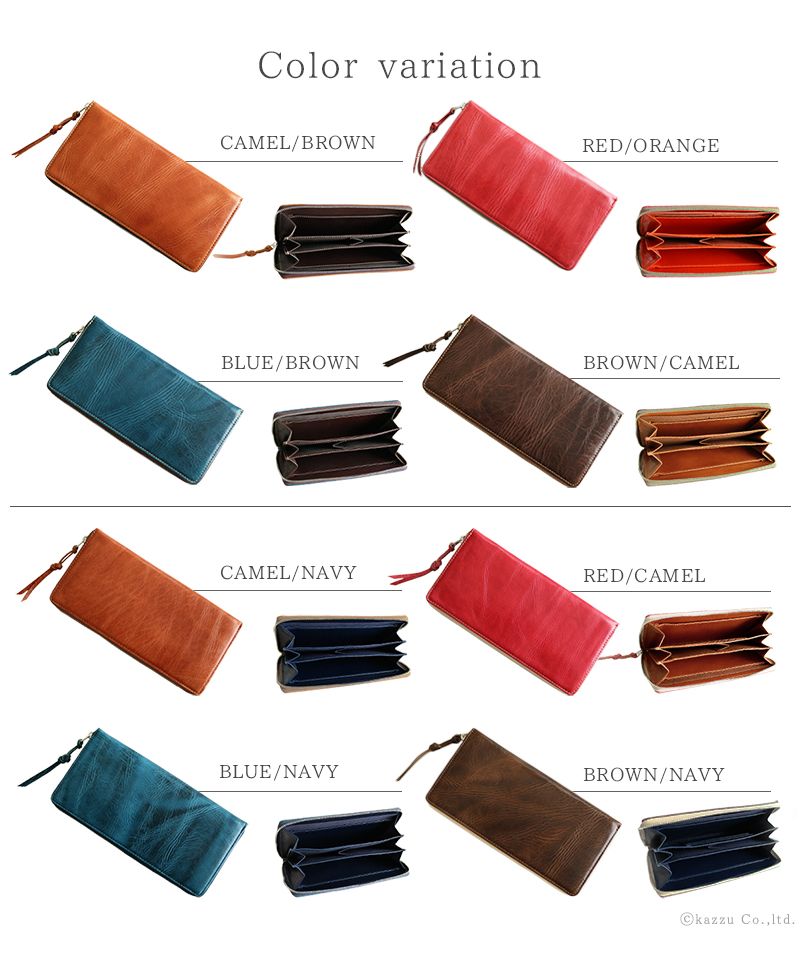 ZARIO-PREMIO Wallet Long Wallet for Men Genuine Leather Round Zipper Bacchus × Italian Leather Long Wallet
