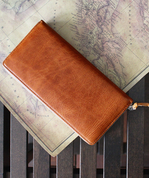 ZARIO-PREMIO Wallet Long Wallet for Men Genuine Leather Round Zipper Bacchus × Italian Leather Long Wallet