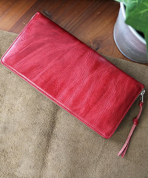 ZARIO-PREMIO Wallet Long Wallet for Men Genuine Leather Round Zipper Bacchus × Italian Leather Long Wallet