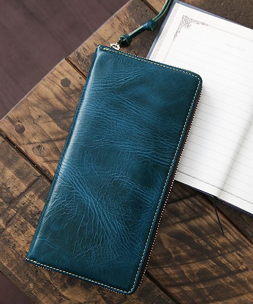 ZARIO-PREMIO Wallet Long Wallet for Men Genuine Leather Round Zipper Bacchus × Italian Leather Long Wallet