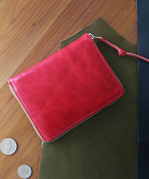 ZARIO-PREMIO Small Wallet Men's Round Zipper Wallet Genuine Leather Coin Case Bacchus × Italian Leather Compact Wallet