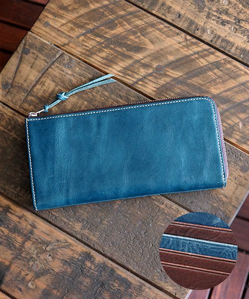 ZARIO-PREMIO Wallet Long Wallet for Men Genuine Leather L-Zip Fastener Bacchus × Italian Leather Long Wallet