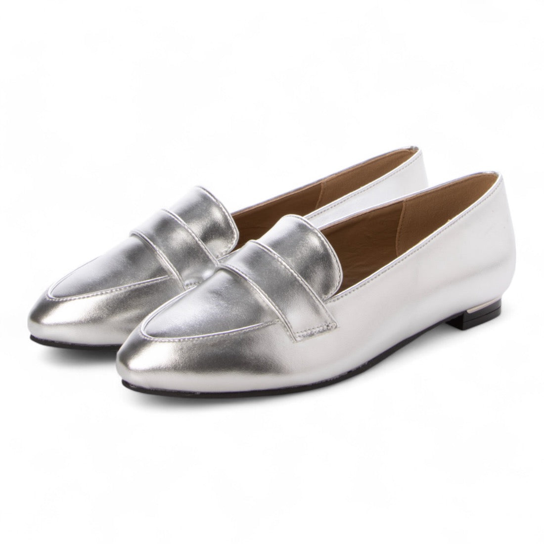 リバティードール LiBERTYDOLL 美シルエット マニッシュメタルラインフラットローファー/3013 (シルバー) シルバー