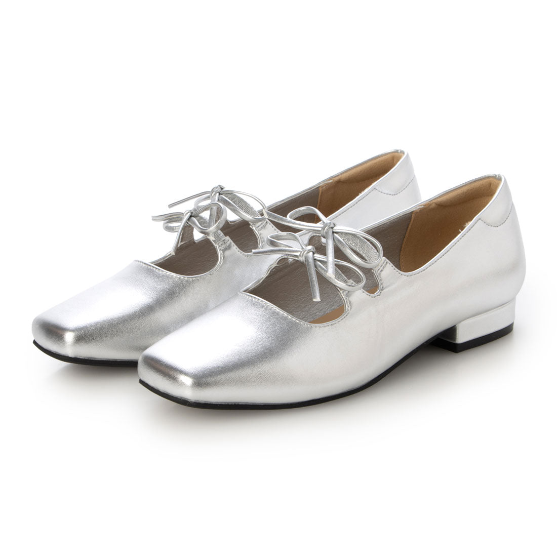リバティードール LiBERTYDOLL オフィス カジュアル スクエアトゥダブルリボンパンプス / 1199 (シルバー) シルバー