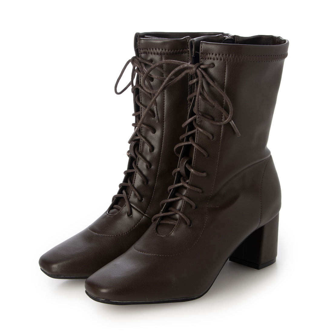 リバティードール LiBERTYDOLL オフィス カジュアル セットアップストレッチレースアップミドルブーツ / 9163 (ダークブラウンPU) ダークブラウンPU
