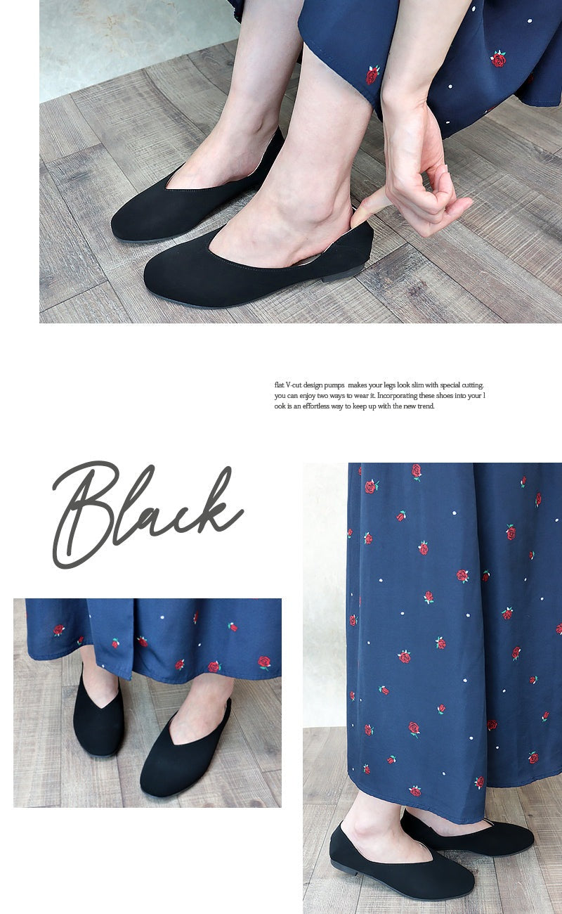 リバティードール LiBERTYDOLL スクエアトゥVカットフラット美脚バブーシュ/1121