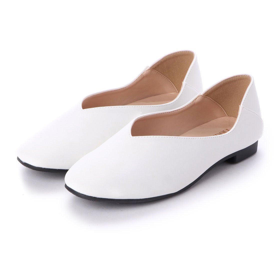 リバティードール LiBERTYDOLL スクエアトゥVカットフラット美脚バブーシュ/1121,ホワイト