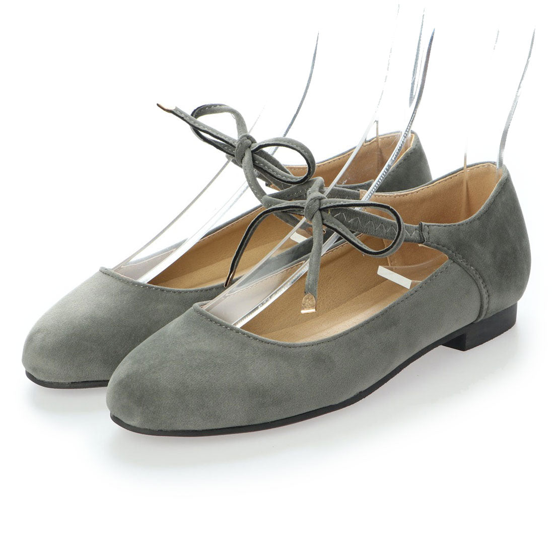 リバティードール LiBERTYDOLL 着脱も簡単 ゴムフィットレースフラット美脚パンプス/5539,グレー